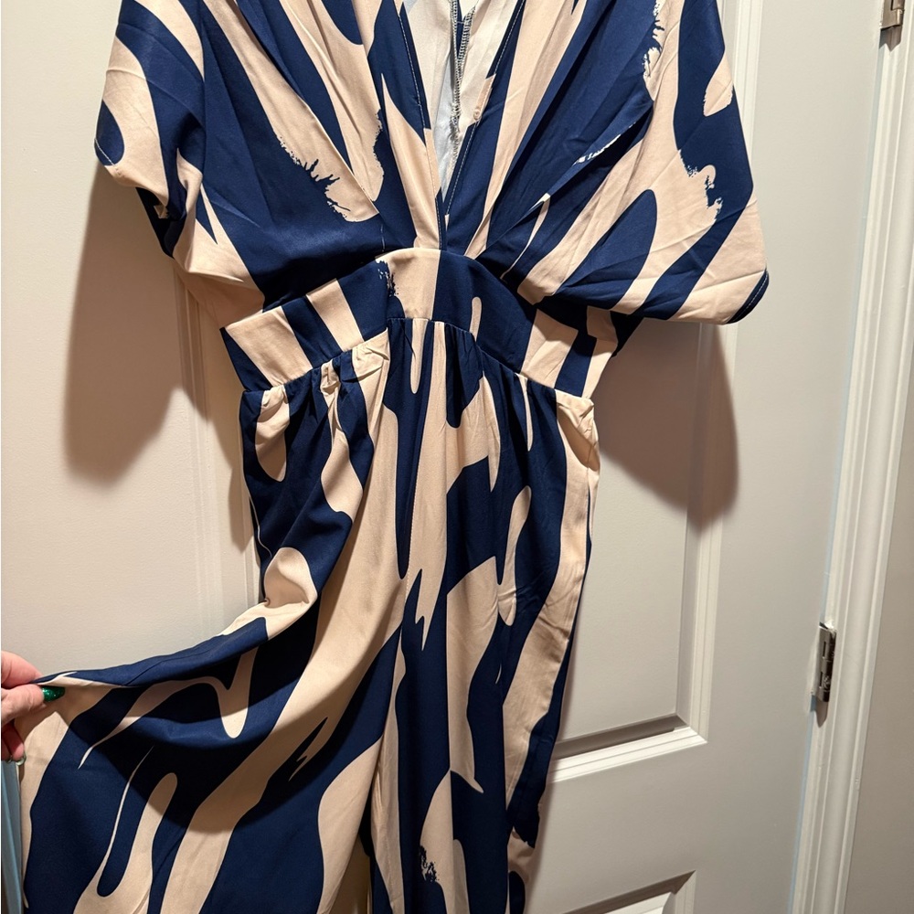 Navy and Beige Printed Women’s Jumpsuit